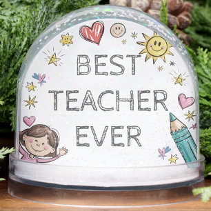Watercolor Teacher Heart Cute Doodle Appreciation  Snowglobe