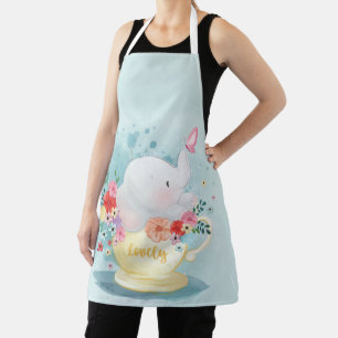 Watercolor Teacup Elephant Apron