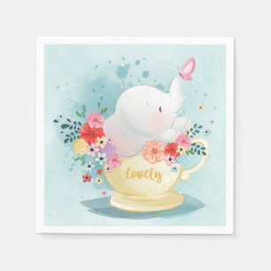 Watercolor Teacup Elephant Napkin