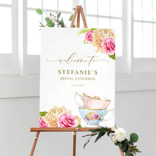 Watercolor Teacup Garden Floral Bridal Luncheon Poster