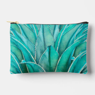 Watercolor Teal Agave Accessory Pouch