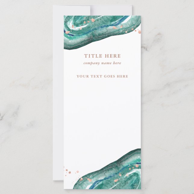 Watercolor Teal and Faux Rose Gold Geode (Front)