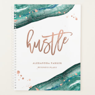 Watercolor Teal and Faux Rose Gold Geode   Hustle Planner