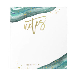 Watercolor Teal and Gold Geode Notes