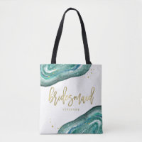Watercolor Teal and Gold Look Geode | Bridesmaid