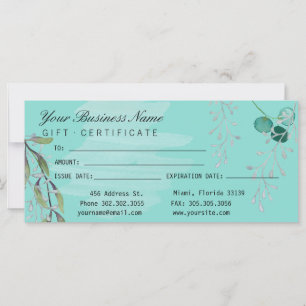 Watercolor Teal Blue Eucalyptus Salon