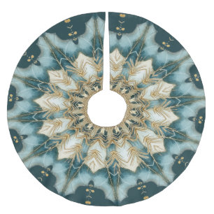 Watercolor Teal Christmas Holiday Tree Skirt