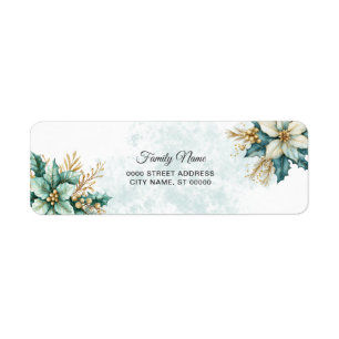Watercolor Teal Christmas Return Address Lab