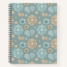 Watercolor Teal Crochet Notebook 8.5" x 11"