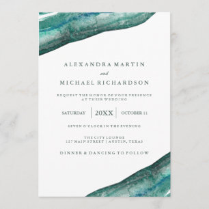 Watercolor Teal Geode Wedding Invitation