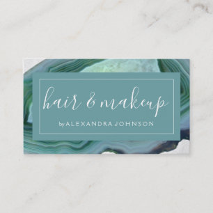 Watercolor Teal Green Agate Geode Business Card