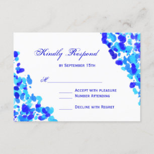 Watercolor Teal Royal Blue Wedding RSVP Cards