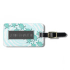 Watercolor Teal Sea Turtles on Swirly Stripes