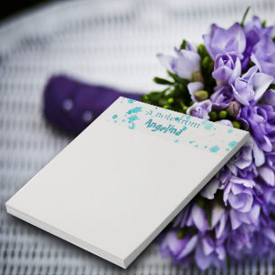 Watercolor teal splash letter notepad