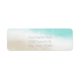 Watercolor Teal & Tan Elegant Beach Wedding