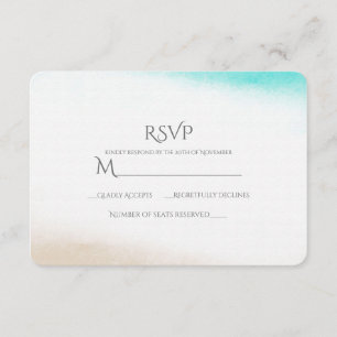 Watercolor Teal & Tan Subtle Beach Wedding RSVP Card