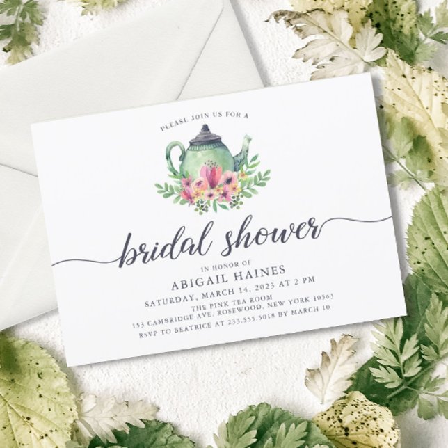 Watercolor Teapot Bridal Shower Invitation (Creator Uploaded)