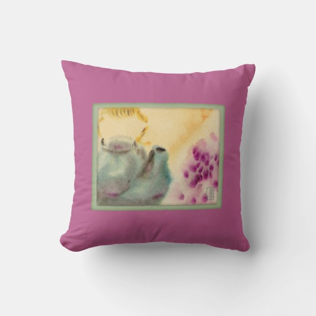 Watercolor Teapot Throw Pillow (Front)
