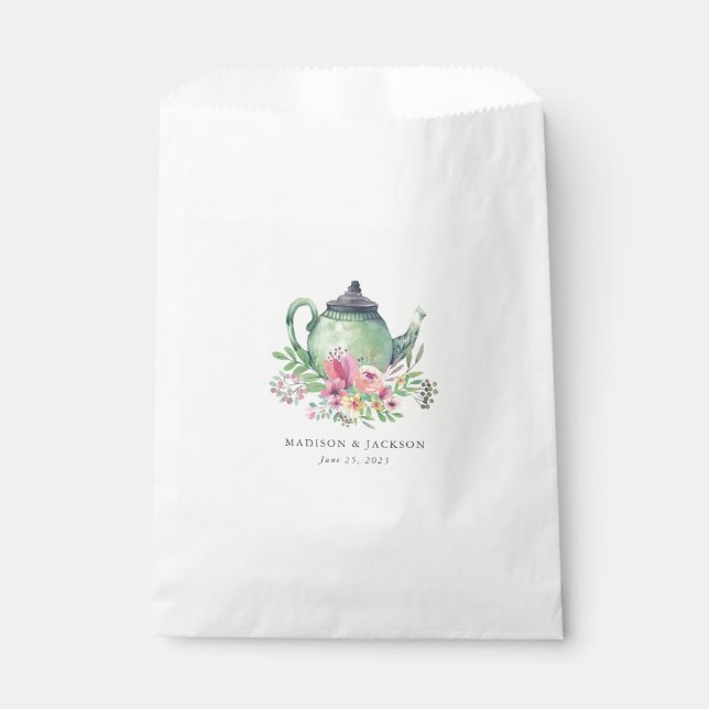 Watercolor Teapot Wedding Favour Bags (Front)