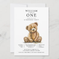 Watercolor Teddy Bear 1st Birthday Party