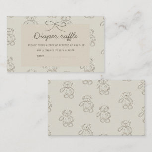    Watercolor teddy bear baby shower diaper raffle Enclosure Card