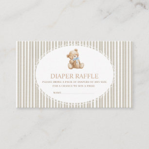    Watercolor teddy bear baby shower diaper raffle Enclosure Card