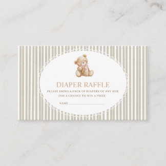 Watercolor teddy bear baby shower diaper raffle Enclosure Card