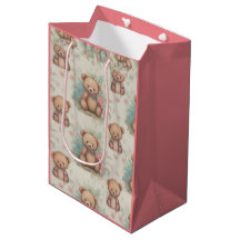 Watercolor Teddy Bear Baby Shower Gift Bags