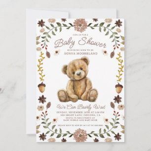 Watercolor Teddy Bear Baby Shower Invitation
