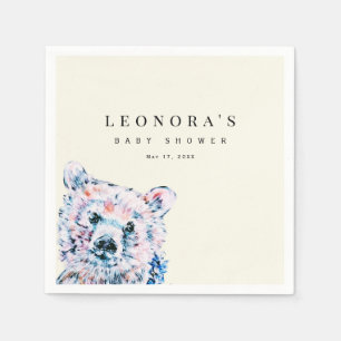 Watercolor Teddy Bear Baby Shower Napkin