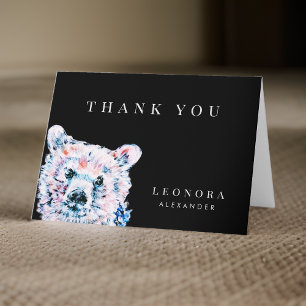 Watercolor Teddy Bear Baby Shower Thank You Card