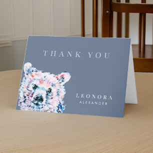 Watercolor Teddy Bear Baby Shower Thank You Card