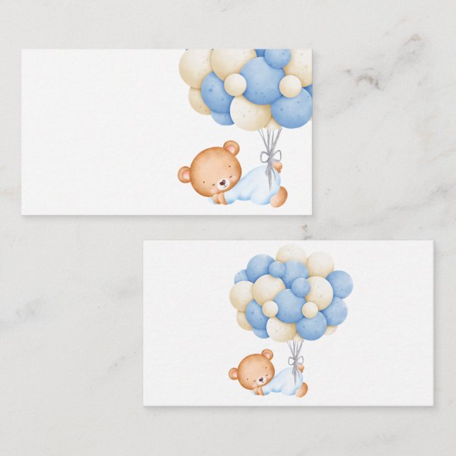 Watercolor Teddy Bear Balloons Blank Enclosure Card (Front/Back)