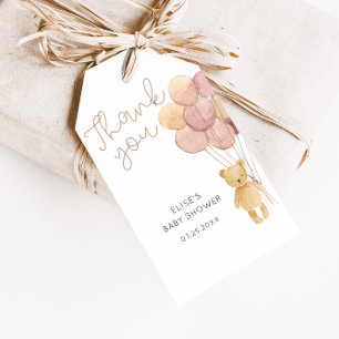 Watercolor Teddy Bear Balloons Gift Tags