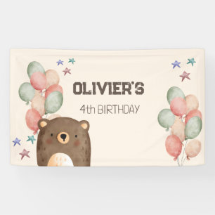 watercolor teddy bear birthday banner