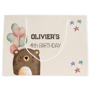 watercolor teddy bear birthday gift bag