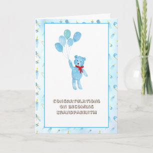 Watercolor Teddy Bear Congratulations Grandparents Card