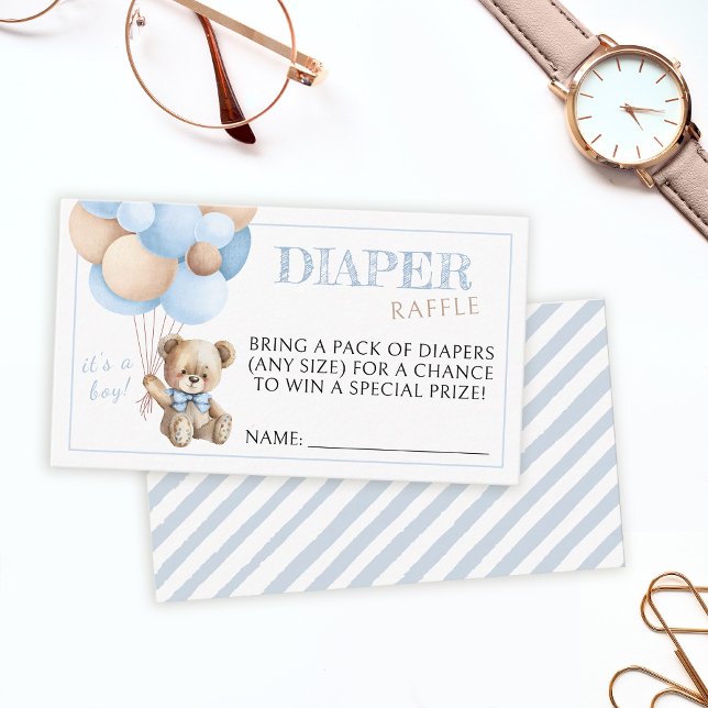 Watercolor teddy bear diaper raffle ticket cards (Creator Uploaded)