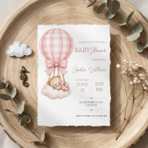 Watercolor Teddy Bear Hot Air Balloon Baby Shower