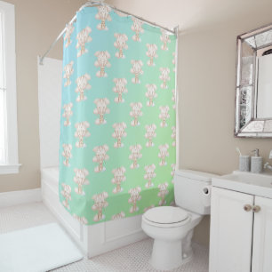 Watercolor Teddy Bear Hot Air Balloon Shower Curtain