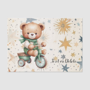 Watercolor Teddy Bear Stars Green Bike Beautiful Tissue Paper