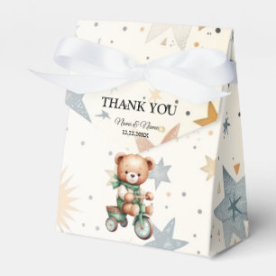 Watercolor Teddy Bear Stars Green Bike Party Favour Box