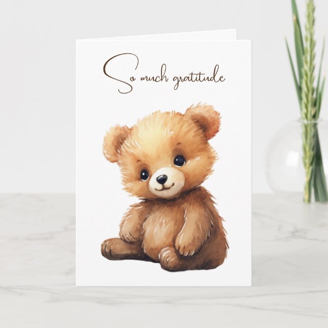 Watercolor Teddy Bear Thank You Card (Front)
