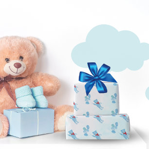 Watercolor Teddy Bear With Balloons Wrapping Paper