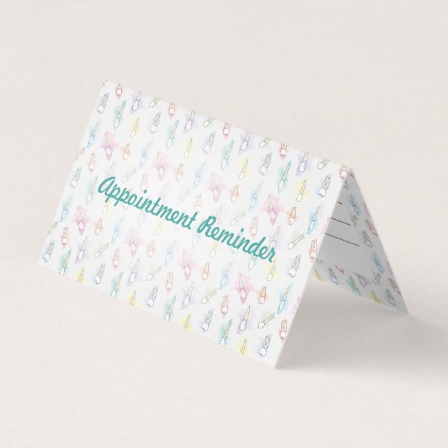 Watercolor Teeth Dental Appointment Reminder Business Card (Front)