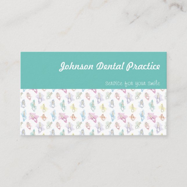 Watercolor Teeth Dental Practice Business Card (Front)