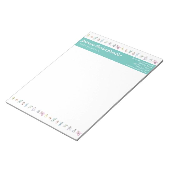 Watercolor Teeth Dental Practice Large Notepad (Angled)
