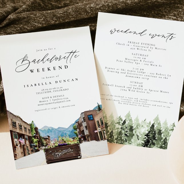 Watercolor Telluride Colorado Skyline Mountain Invitation (Creator Uploaded)