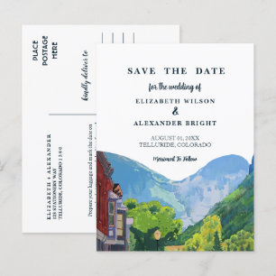 Watercolor Telluride Colorado Wedding Invitation Postcard