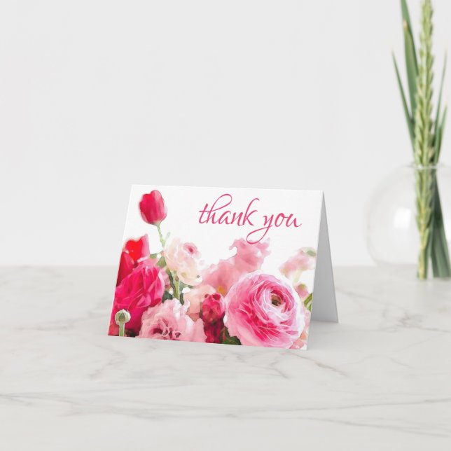 Watercolor Template Thank You Hand Script Roses (Front)